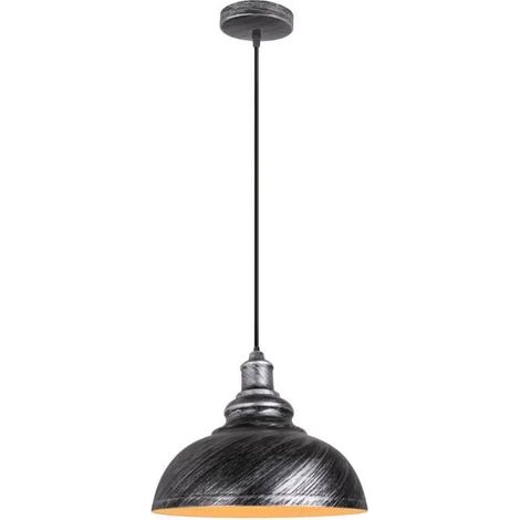 U-Do Lustre Rétro en Métal Argent Gris E27 -Industrielle Métal Lampe de Plafond éclairage Intérieur (1/4)
