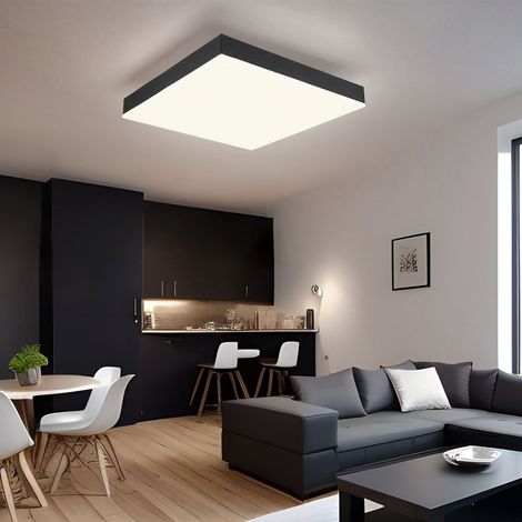 Deckenleuchte Wohnzimmerlampe Deckenlampe Esszimmerleuchte Bürolampe quadratisch, Metall schwarz Acryl weiß Kunststoff, 1x LED 1200Lm 3000K warmweiß, L 30 cm