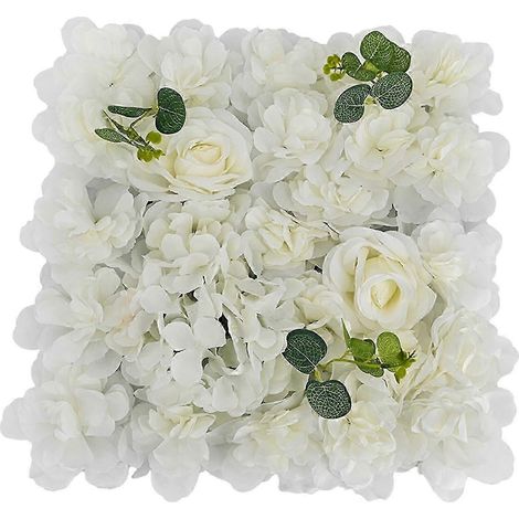 Panneau de fleurs artificielles roses, décor romantique à faire soi-même, panneau floral décoratif, fond photo pour mariage, événement, décoration murale intérieure-White (1/5)