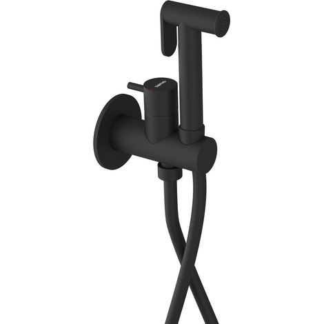 Mitigeur de bidet à encastrer ULTRAMIX avec douche Stop, rond, noir mat