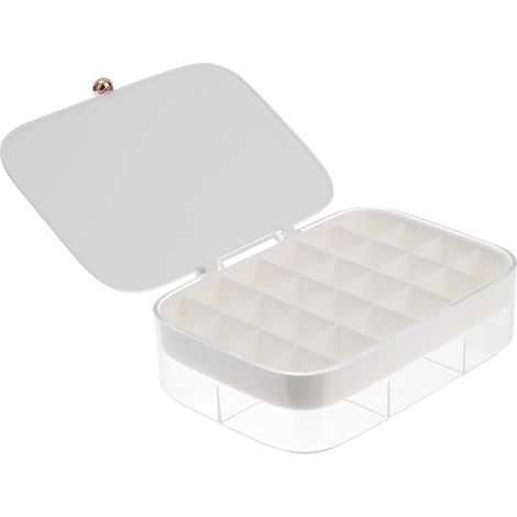 Mini organizer portatile per gioielli con scomparti multipli in ABS e PP bianco (1/5)