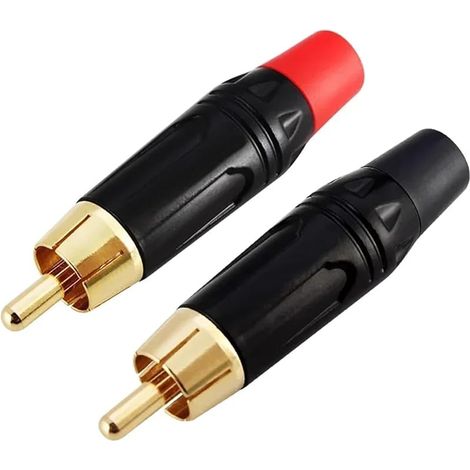 2 Pcs Fiches RCA, connecteurs mâles à souder plaqués or pour audio phono, connecteur de câble jack RCA (1/5)