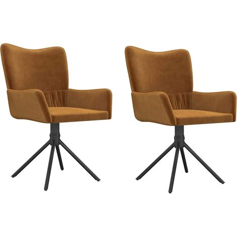 Sillas de comedor giratorias 2 unidades terciopelo marrón vidaXL (1/5)