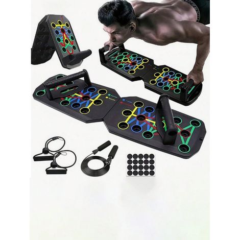 Planche de pompes multifonction pliable, planche de fitness, appareil d'entraînement abdominal, portable, gain de place, design antidérapant (1/4)