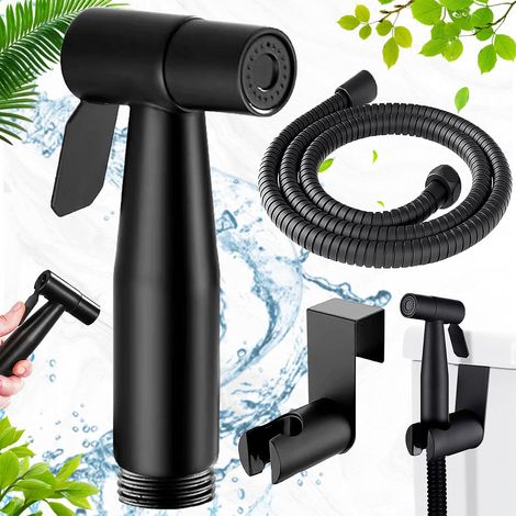Kit de Bidet en Acier Inoxydable, Ensemble de Douchette, Douchette à Main Pulvérisateur à Pression Réglable, Avec Tuyau Antidéflagrant de 40 Pouces, Aux Salles de Bains et Aux Cuisines(Noir) (1/5)
