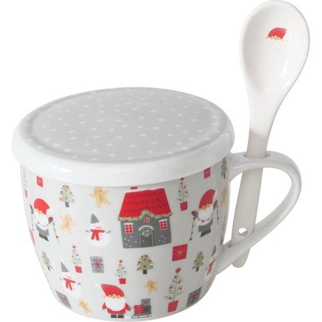 Mug de Noël jumbo avec couvercle et cuillère MONTI, 600 ml