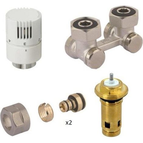 Nemo Start jeu de bornes avec connexion 34 composé d'un insert pour thermostat de radiateur schnller 1230x15 borne à angle droit avec sièges coniques (1/2)