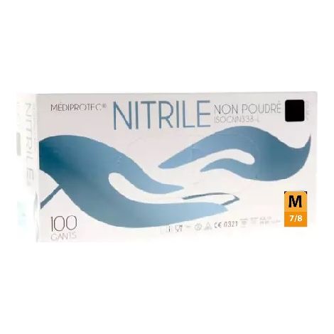 Gant nitrile noir taille m non poudre (7/8) boite de 100