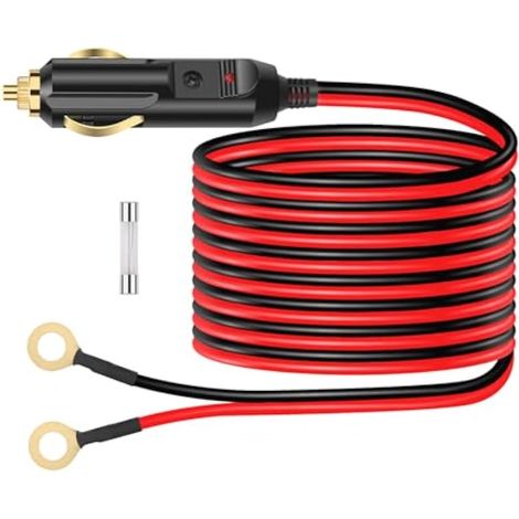 Adaptateur allume-cigare de voiture avec câble 12 V 24 V avec bornes à œillets 2 m (1/4)