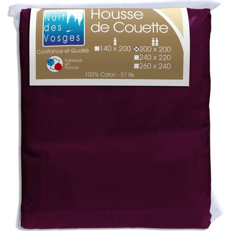 Housse de Couette Uni Coton Violine 200 x 200 cm (1/2)