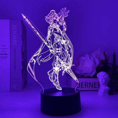 Genshin Impact Xiao Atmosphärenlampe, 3D-Illusions-Nachtlicht mit Fernbedienung.
