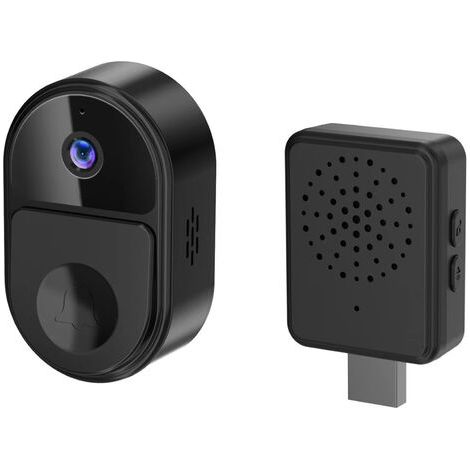 Sonnette vidéo intelligente 1080P Caméra WiFi Interphone vidéo bidirectionnel Sonnette de porte extérieure sans fil Smart Life APP Protection de sécurité,noir