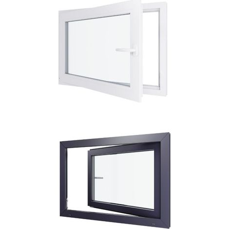 Finestra in PVC - Triplo vetro - Bicolore - Bianco e grigio - 900 mmx500 mm cm