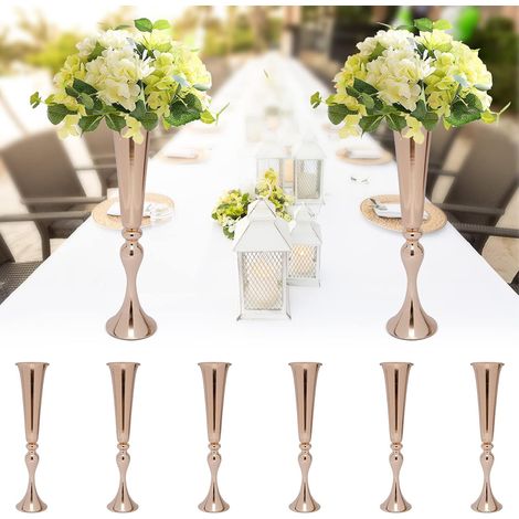 6 Esstisch Metall Blumen Hochzeitszentrum Stück Gold Vase, 22,2 Zoll Höhe S Hochzeit Dekoration Vase Jubiläum Geburtstag Party (1/5)