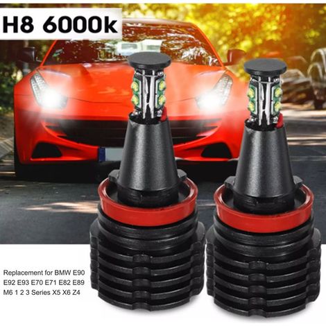 Ampoules LED Angel Eyes 80 W (paire) pour feux de position à anneaux halo, compatibles avec BMW E90, E92, E93, E70, E71, E82, E89, M6, Série 1, 2, 3, X5, X6 et Z4. (1/3)