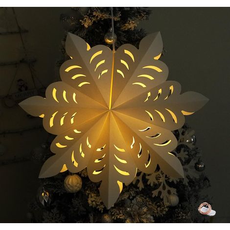 Faltbarer Lampenschirm aus Papier, Sternform, Weihnachten, 53 cm + Lichterkette (1/5)