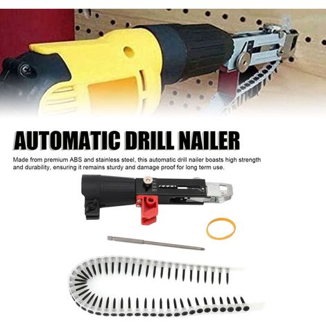 Cloueuse Automatique pour Percussion Pneumatique avec Adaptateur Chaine et Kit Accessoires pour Plaque de Plâtre Bois Plafond (1/4)