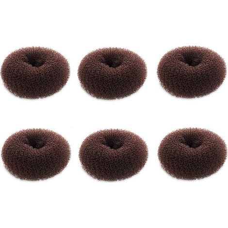 Hair Bun Maker - 6 cm Donut Bun Form - For Short Thin Hair Kids Girls - Dark Brown - Pack of 6 (1/5)