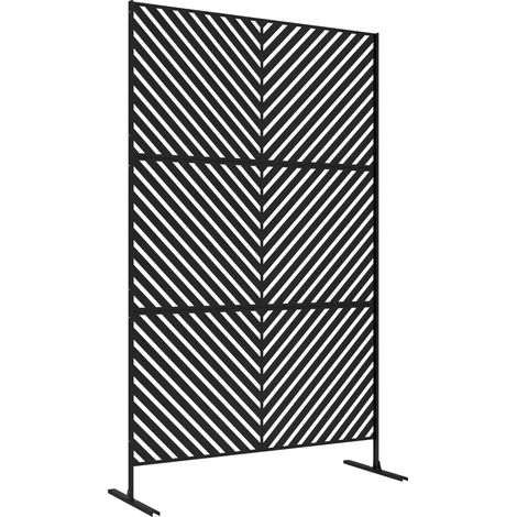 Panneau brise vue décoratif paravent extérieur à motif géométrique ajouré en métal - 122 x 45 x 198 cm, noir (1/5)