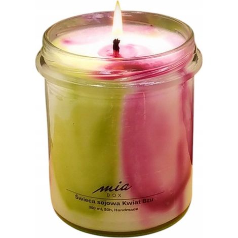 Vela de soja jaspeada con flor de lila, 240 g