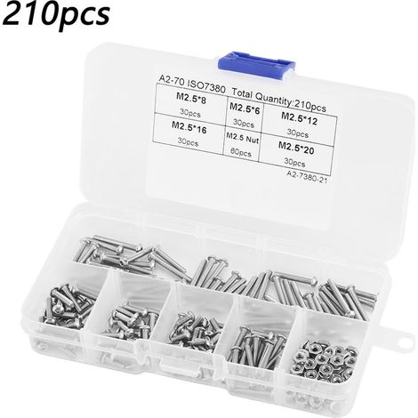Vis M2.5 (210PCS) - Kit de Boulons et Ecrous Hexagonaux en Acier Inoxydable (1/5)