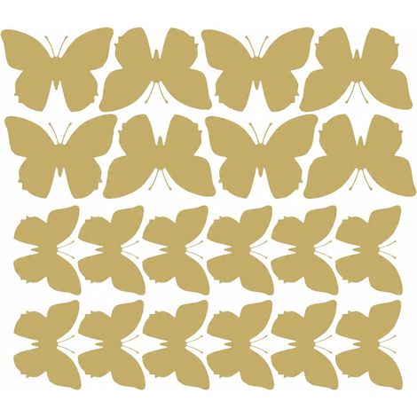 Wandaufkleber Schmetterlinge, große Aufkleber, 20 Stück, goldglänzend