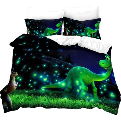 Parure de lit enfant 3D Dinosaur World, housse de couette 200x200cm, 2 taies d'oreiller, motif animaux (1/4)