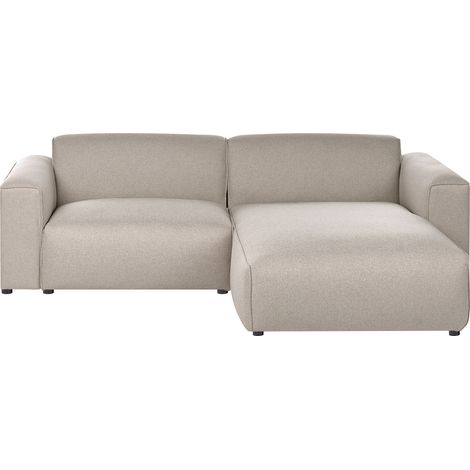 Sofá esquinero 3 plazas tapizado de tela patas de madera de pino salón modelo beige Faaborg