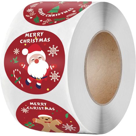 Rouleaux explosifs d'autocollants, étiquettes autocollantes en cuir de vachette, étiquettes de décoration de Noël, 500 pièces (1/5)