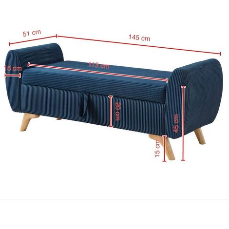 Klappbare Cord-Sitzbank mit Stauraum & Holzbeinen – 145×51×57 cm, für Schlafzimmer, Wohnzimmer & Flur (1/5)