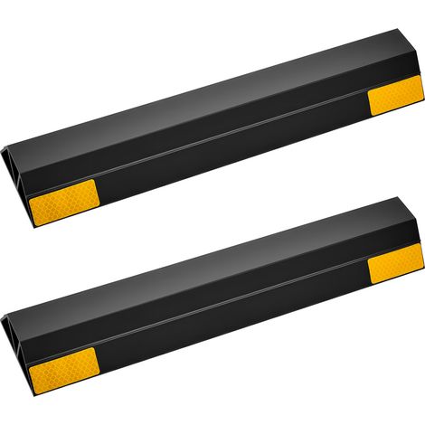 Mophorn Fermaruote in gomma per parcheggi da garage, confezione da 2, 406 x 95 x 45 cm, con strisce riflettenti, limitatori di parcheggio per auto, furgoni e camion (1/5)