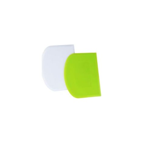 Corne Pâtisserie en Plastique 12x9,5cm Grattoir à Pâte pour Pâtisserie Crêpes Vert + Blanc