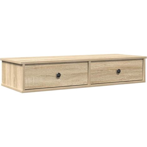 Wall Shelf with Drawers Sonoma Oak 100x37.5x19 cm Engineered Wood vidaXL