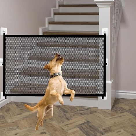 Barrière de Sécurité pour Bébés,Barriere Chien sans Percage pour Escaliers,Barrière de Sécurité sans Perçage pour Enfant Chiens,Barrière D’Escalier et de Portes avec 6 Crochets Adhésifs 110x72CM (1/5)