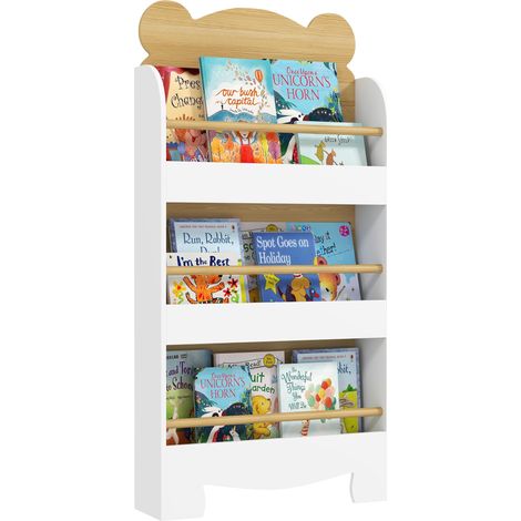 Bibliothèque pour Enfant, Rangement Livre Enfant 3 Niveaux Naturel (1/5)