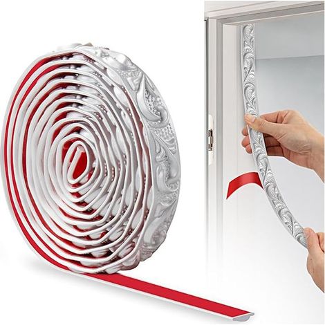 PVC Decorative Strip, 3D Wallpaper Border, Adhesive Wall, Suitable for Lintels, Skirting Boards, Cabinets, Wall Coverings (Silver) (1/3)
