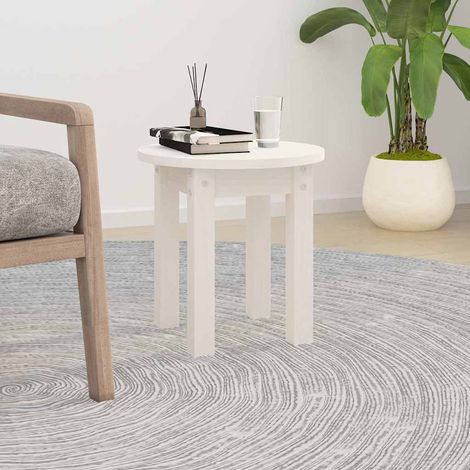 vidaXL Coffee Table White 脴 35x35 cm Solid Wood Pine (1/5)