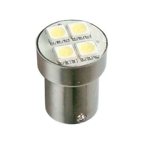 24V Led Series - 4 SMD x 3 chips - (P21W) - BA15s - 1 pz  - Scatola - Bianco - Doppia polarità (1/4)
