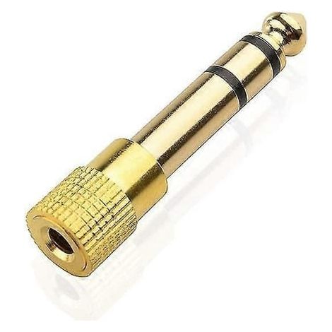 Adaptateur audio 6,35 mm plaqué or, 6,5 mm vers 3,5 mm, compatible avec piano électrique, batterie électronique et casque (4 pièces). (1/5)