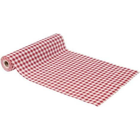 1 Chemin de table, Coton, Motif vichy rouge et blanc, 5 mètres, 28 cm, Pour mariage et fête