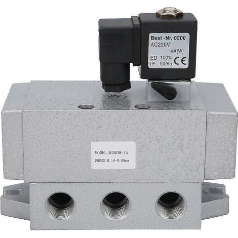 Électrovanne G1/2 po, 2 positions, 5 voies, commande simple, distributeur K25DH15AC220V (1/4)