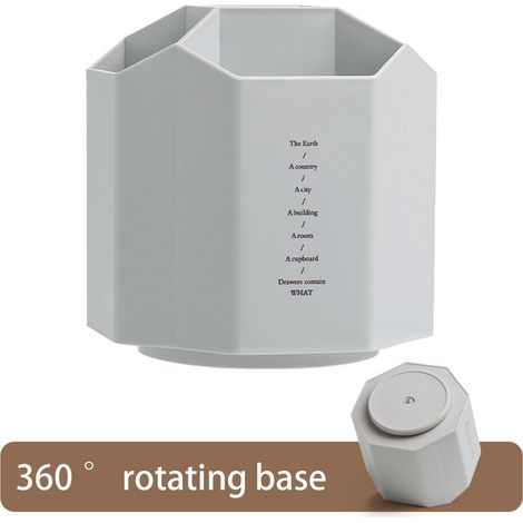 Boîte De Rangement Bureau - 5 Compartiments - Rotation 360° - Pour Stylos Crayons Pinceaux Maquillage - Capacité Élevée - Plastique - 1 Pièce (1/4)