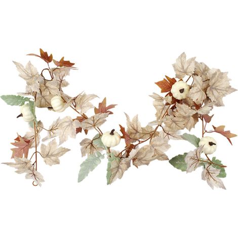 Guirlande de feuilles d'érable, citrouilles et baies d'automne, guirlande de vigne suspendue, décoration réaliste pour les fêtes, en intérieur comme en extérieur. (1/5)