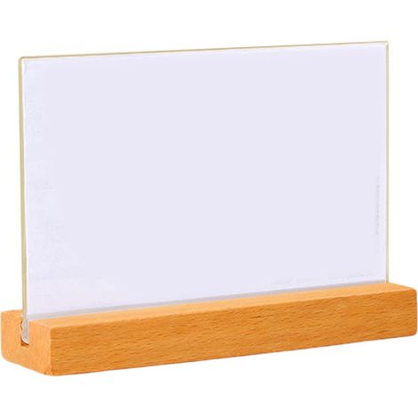 Panneau de table en acrylique type T, support en bois de hêtre, carte de présentation de bureau, carte repas, carte de prix, format A4, bois massif (1/5)