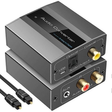 Convertisseur audio analogique-numérique RCA vers optique et coaxial avec câble Toslink (1/5)
