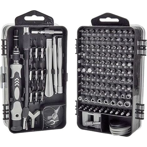 Kit Tournevis de précision, 138-en-1 pour réparer des montres, adapté pour ordinateurs, téléphones, laptops, PS5, Xbox, jouets et lunettes. Inclut Tournevis de précision et Mini tournevis (1/4)