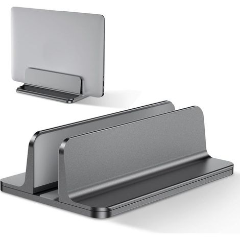 Support Ordinateur Portable Vertical, Support PC Portable en Aluminium, Réglable Bureau Laptop Stand, Gris (1/5)