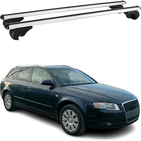 OMAC Aluminium Dachträger Querträger für Audi A4 B7 Avant 2004-2008 – TÜV / DIN 75302:2019 – Abschließbar – Max. 75 kg – 2 Stangen Silber (1/5)