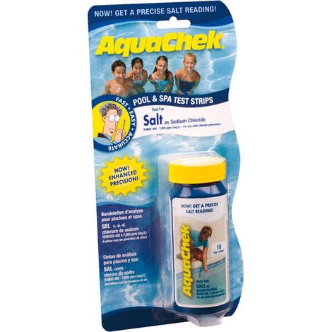 Packung mit 10 Natriumchlorid-Teststreifen – Messbereich 400 bis 7000 ppm – Testdauer 3 bis 4 Minuten – Für Pools mit Salzelektrolyseanlage – Aquachek (1/5)