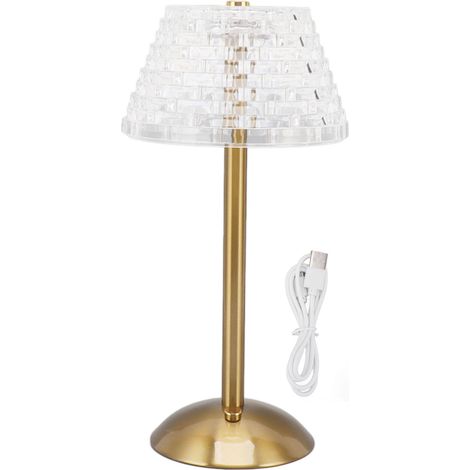 Ortviai Lampe de table sans fil rechargeable en métal et acrylique, 3 niveaux de luminosité réglables au toucher (1/5)